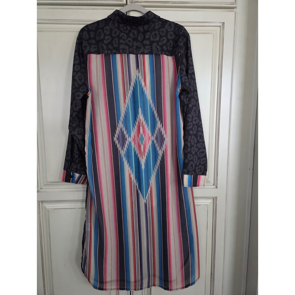 Crazy Train Western Duster L Havasu Falls Serape and Leopard Button Up Southwest